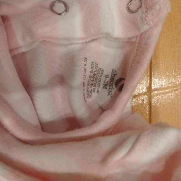 0-3m Absorba pink white bunny sleeper footie pyjama perfect for Easter/Spring - Picture 4 of 6